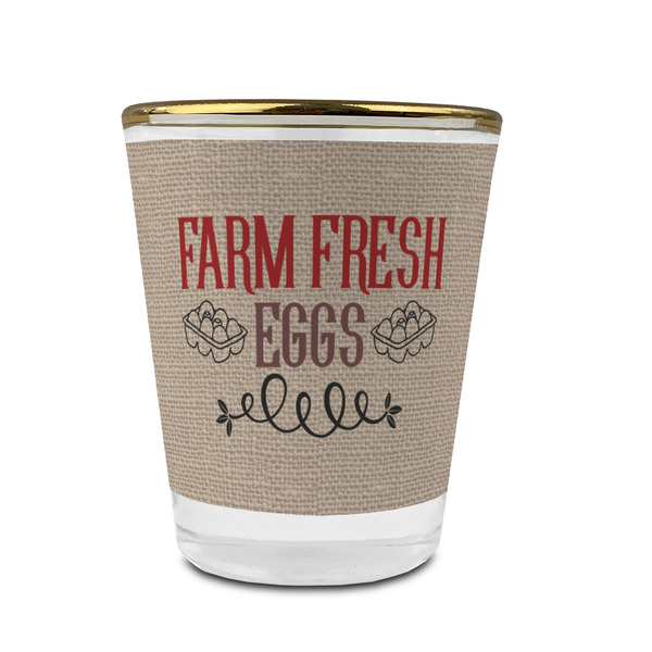 Custom Farm Quotes Glass Shot Glass - 1.5 oz - with Gold Rim - Single