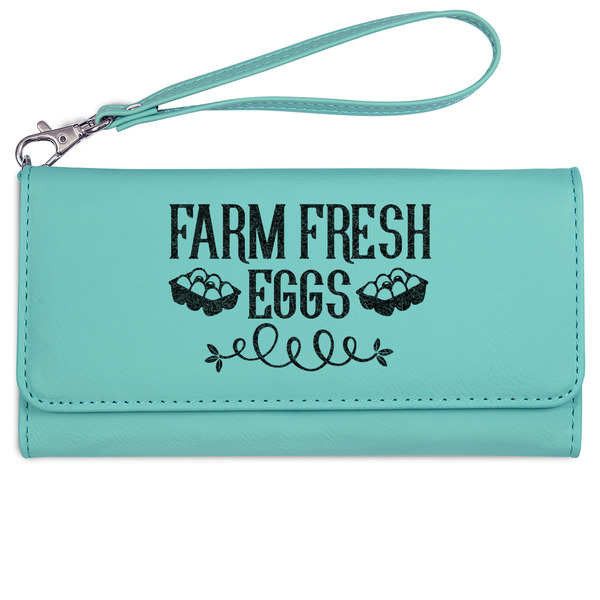 Custom Farm Quotes Ladies Leatherette Wallet - Laser Engraved- Teal