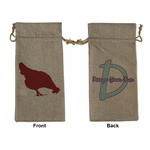 Farm Quotes Large Burlap Gift Bag - Front & Back