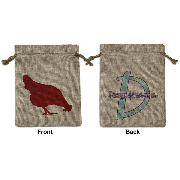 Custom Farm Quotes Medium Burlap Gift Bag - Front & Back