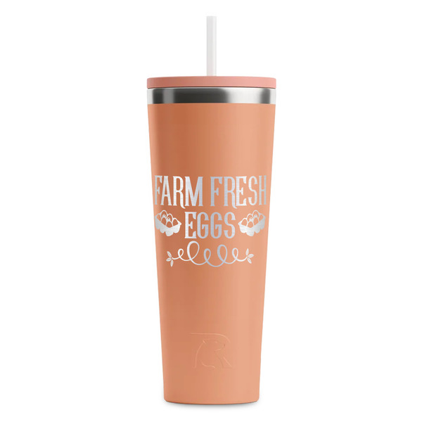 Custom Farm Quotes RTIC Everyday Tumbler with Straw - 28oz - Peach - Single-Sided