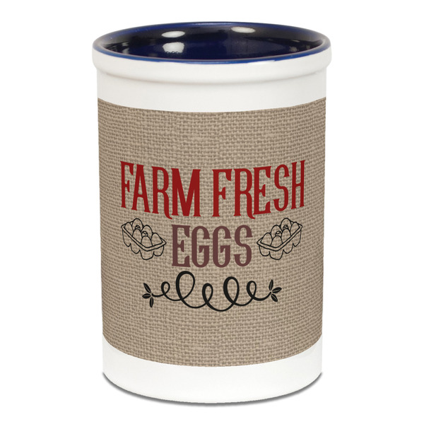 Custom Farm Quotes Ceramic Pencil Holders - Blue