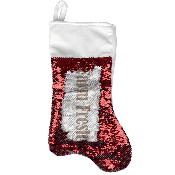 Custom Farm Quotes Reversible Sequin Stocking - Red