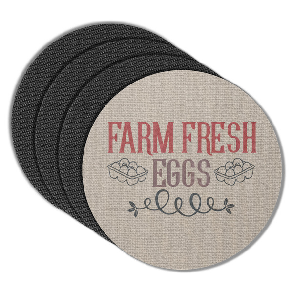 Custom Farm Quotes Round Rubber Backed Coasters - Set of 4