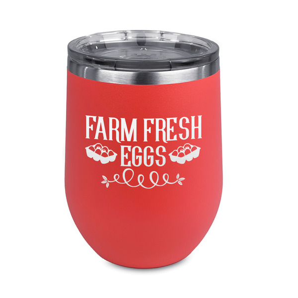 Custom Farm Quotes Stemless Stainless Steel Wine Tumbler - Coral - Double Sided