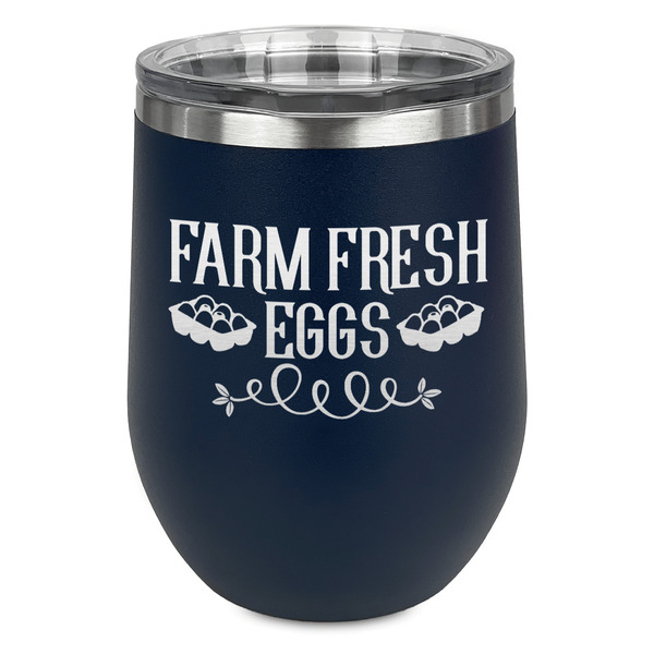 Custom Farm Quotes Stemless Stainless Steel Wine Tumbler - Navy - Double Sided