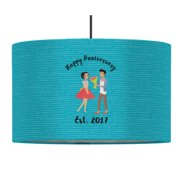 Custom Happy Anniversary 12" Drum Pendant Lamp - Fabric (Personalized)