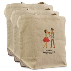 Happy Anniversary Reusable Cotton Grocery Bags - Set of 3 (Personalized)