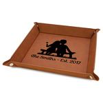 Happy Anniversary Faux Leather Dice Tray - 9" x 9" - Rawhide (Personalized)