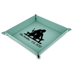 Happy Anniversary Faux Leather Dice Tray - 9" x 9"  - Teal (Personalized)