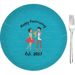 Happy Anniversary Glass Appetizer / Dessert Plate 8" (Personalized)