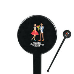 Happy Anniversary 7" Round Plastic Stir Sticks - Black - Double Sided (Personalized)