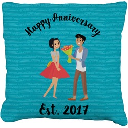 Happy Anniversary Faux-Linen Throw Pillow 16" (Personalized)