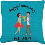 Happy Anniversary Faux-Linen Throw Pillow 18" (Personalized)