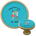 Happy Anniversary Cabinet Knob - Gold (Personalized)