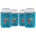 Happy Anniversary Can Cooler (12 oz) - Set of 4 w/ Couple's Names