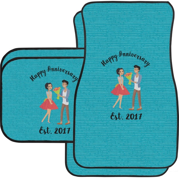 Custom Happy Anniversary Car Floor Mats Set - 2 Front & 2 Back (Personalized)