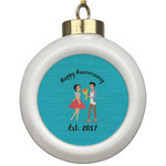 Happy Anniversary Ceramic Ball Ornament (Personalized)