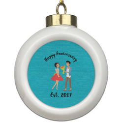 Happy Anniversary Ceramic Ball Ornament (Personalized)