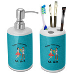 Happy Anniversary Ceramic Bathroom Accessories Set (Personalized)