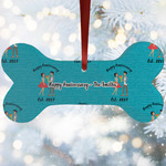 Happy Anniversary Ceramic Dog Ornament w/ Couple's Names