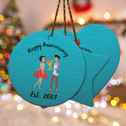 Happy Anniversary Ceramic Ornament w/ Couple's Names