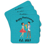 Happy Anniversary Cork Coaster - Set of 4 w/ Couple's Names