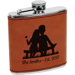 Happy Anniversary Leatherette Wrapped Stainless Steel Flask (Personalized)