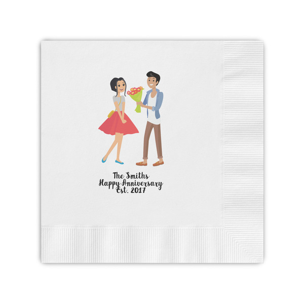 Custom Happy Anniversary Coined Cocktail Napkins (Personalized)