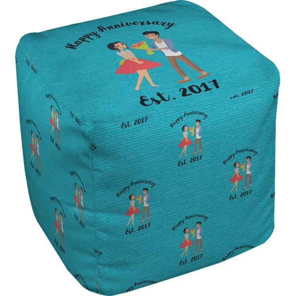 Custom Happy Anniversary Cube Pouf Ottoman (Personalized)