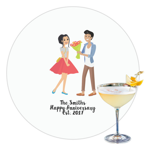 Custom Happy Anniversary Printed Drink Topper - 3.5" (Personalized)