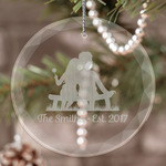 Happy Anniversary Engraved Glass Ornament (Personalized)