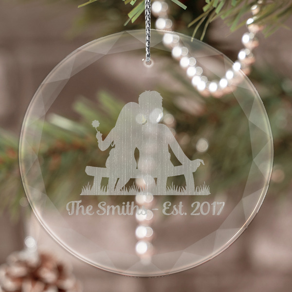 Custom Happy Anniversary Engraved Glass Ornament (Personalized)