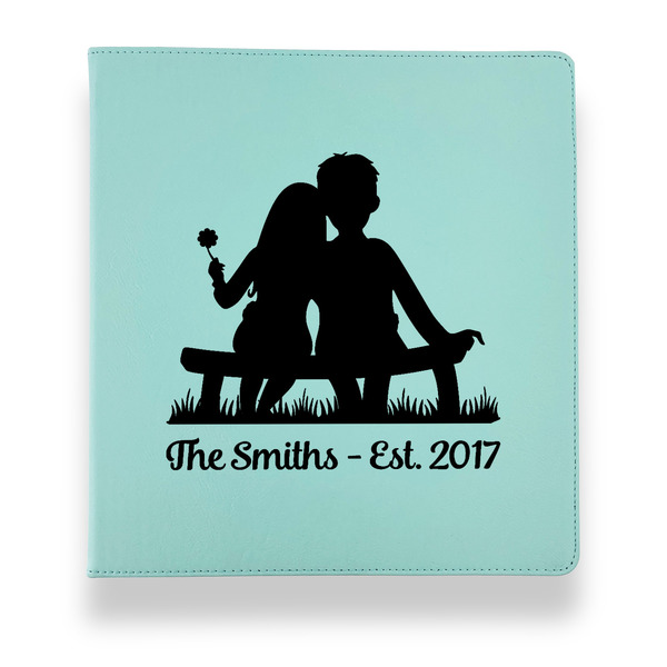 Custom Happy Anniversary Leather Binder - 1" - Teal (Personalized)