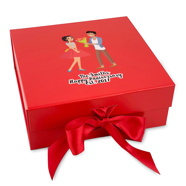 Custom Happy Anniversary Gift Box with Magnetic Lid - Red (Personalized)