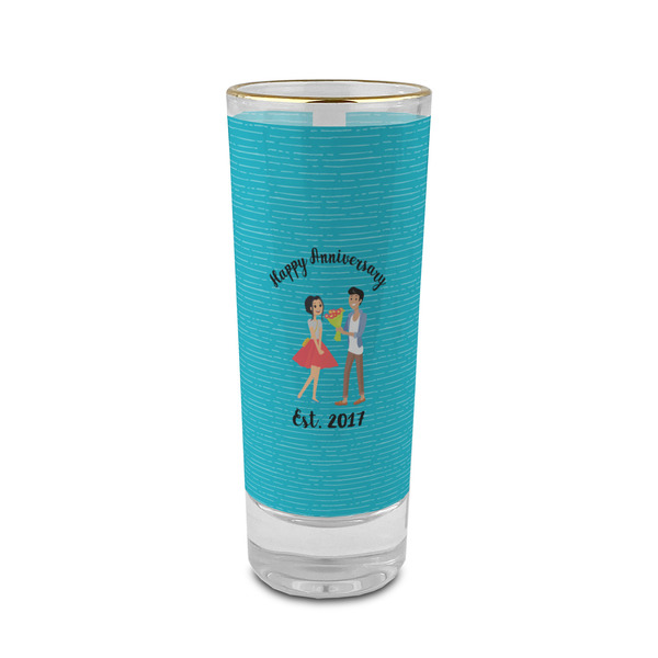 Custom Happy Anniversary 2 oz Shot Glass - Glass with Gold Rim (Personalized)