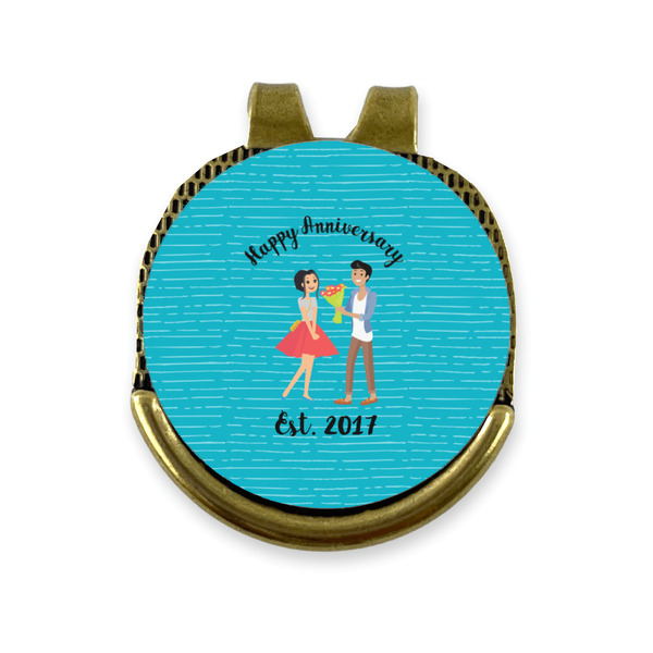 Custom Happy Anniversary Golf Ball Marker - Hat Clip - Gold