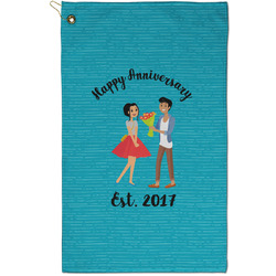 Happy Anniversary Golf Towel - Poly-Cotton Blend - Small w/ Couple's Names