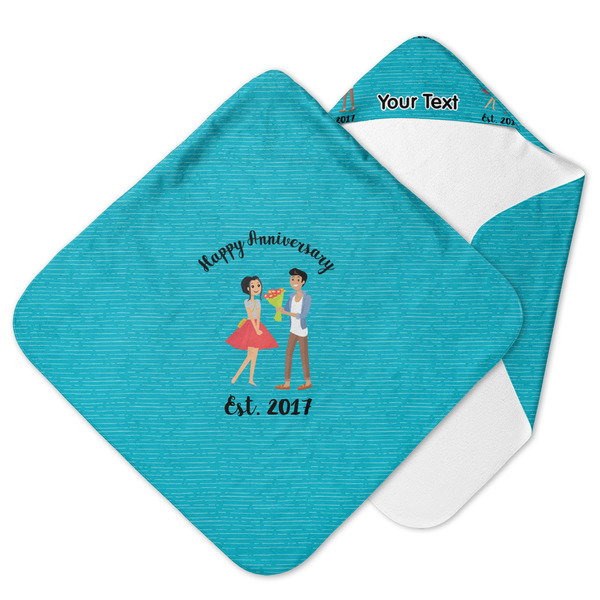 Custom Happy Anniversary Hooded Baby Towel (Personalized)