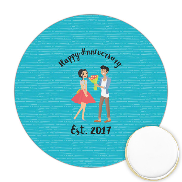 Custom Happy Anniversary Printed Cookie Topper - 2.5" (Personalized)