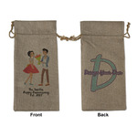 Happy Anniversary Large Burlap Gift Bag - Front & Back (Personalized)