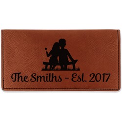 Happy Anniversary Leatherette Checkbook Holder - Double Sided (Personalized)