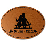 Happy Anniversary Faux Leather Iron On Patch - Oval (Personalized)