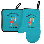 Happy Anniversary Left Oven Mitt & Pot Holder Set w/ Couple's Names