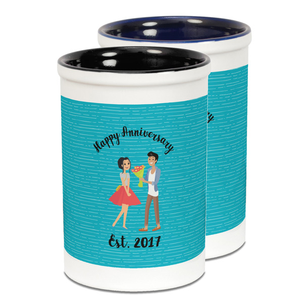 Custom Happy Anniversary Ceramic Pencil Holder - Large