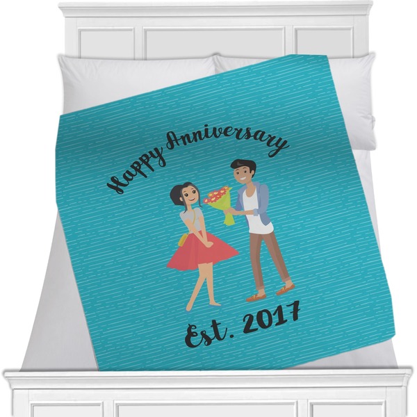 Custom Happy Anniversary Minky Blanket - 40"x30" - Double Sided (Personalized)