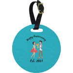 Happy Anniversary Plastic Luggage Tag - Round (Personalized)