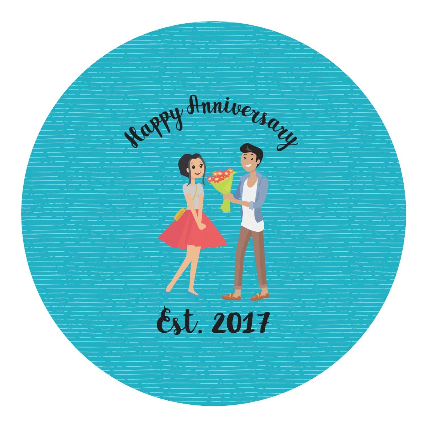 Happy Anniversary Round Decal - Large (Personalized) - YouCustomizeIt