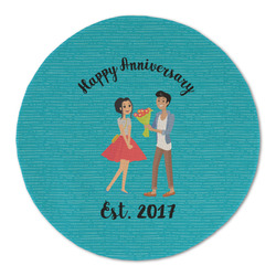 Happy Anniversary Round Linen Placemat - Single Sided (Personalized)