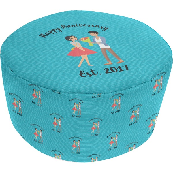 Custom Happy Anniversary Round Pouf Ottoman (Personalized)